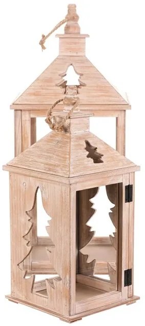 Súprava drevených lampášov Stromček, 2ks, prírodná