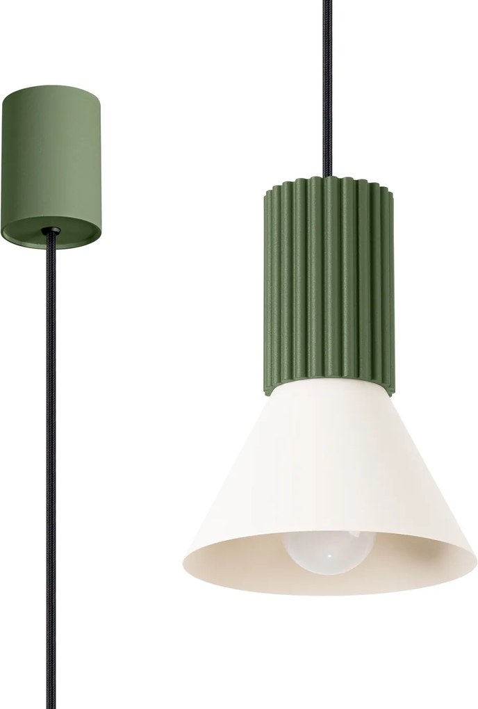 Závesné svietidlo Estria, 1x biele kovové tienidlo, og