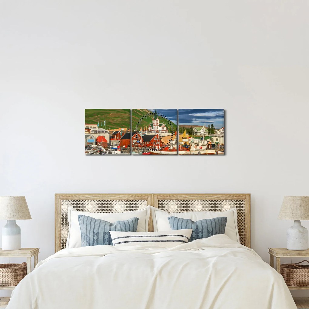 Obraz - Húsavík (s hodinami) (90x30 cm)