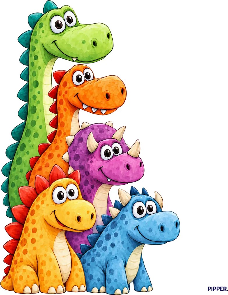 PIPPER. Farební dinosauri – textilná nálepka na stenu