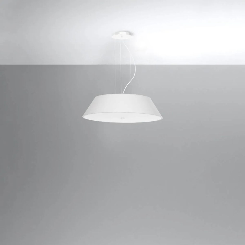 Závesné svietidlo Vega, 1x biele textilné tienidlo, (biele sklo), (fi 60 cm)
