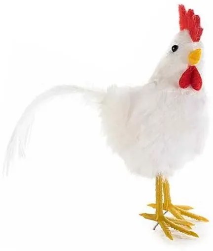 Plyšová sliepka na zapichnutie, biela, vzor 1