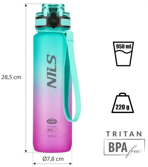 Tritanová fľaša na pitie NILS Camp NCD04 950 ml zeleno-ružová