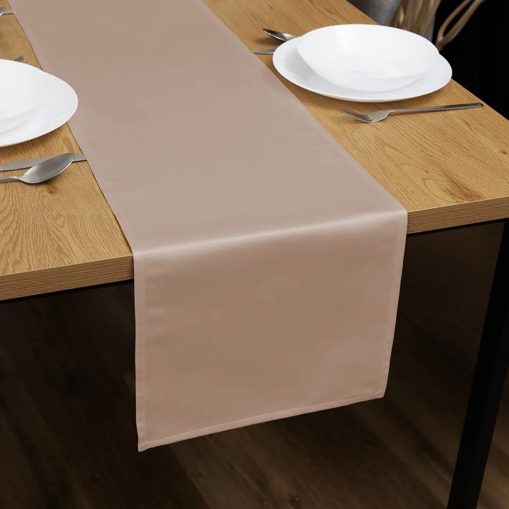 Biante Saténový behúň na stôl polyesterový Satén LUX-064 Béžovohnedý 45x160 cm