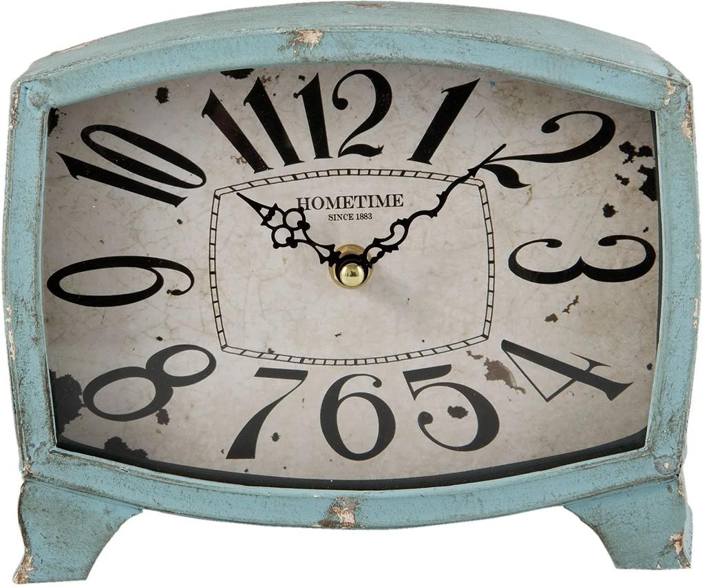 Vintage stolné hodiny so svetlo modrým rámom s patinou - 21 * 6 * 17 cm / 1xAA