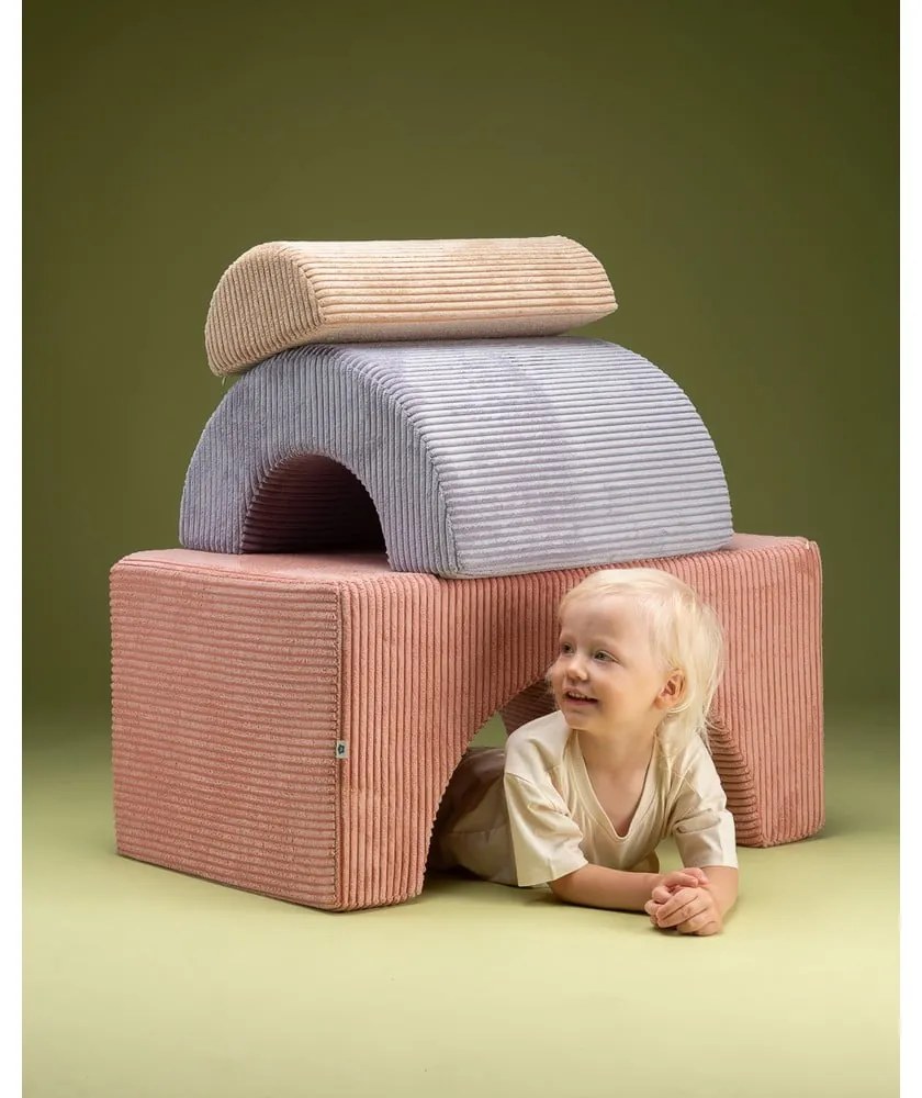 Ružové menčestrové penové ihrisko 75x49x37 cm Rainbow Montessori – Wigiwama