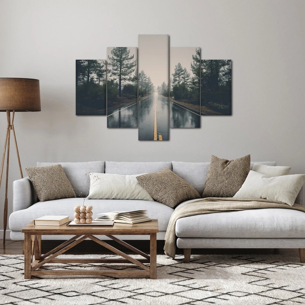 Obraz cesty v daždi (150x105 cm)