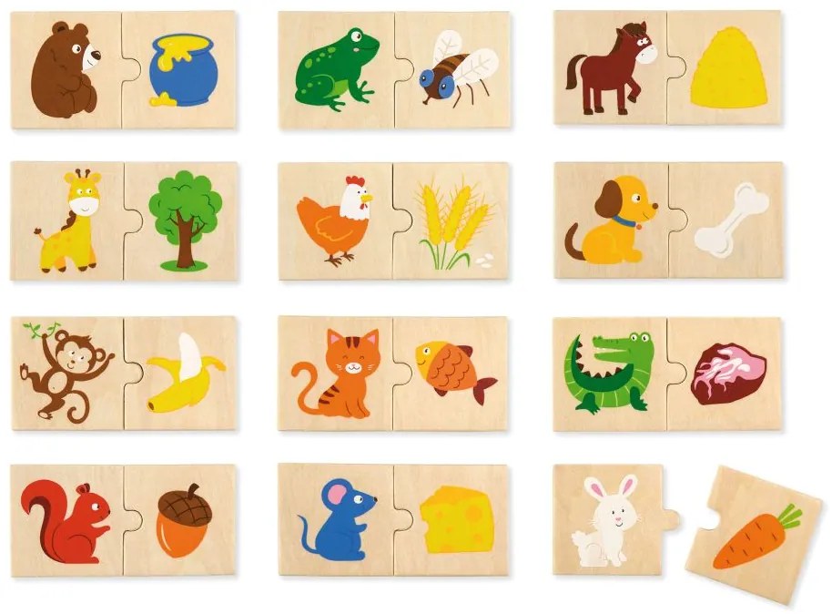 Viga drevené puzzle - kŕmenie zvierat