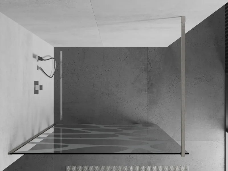 Mexen Kioto, sprchová zástena Walk-In 70 x 200 cm, 8mm číre sklo biely vzor, brúsená oceľ profil, 800-070-101-97-97