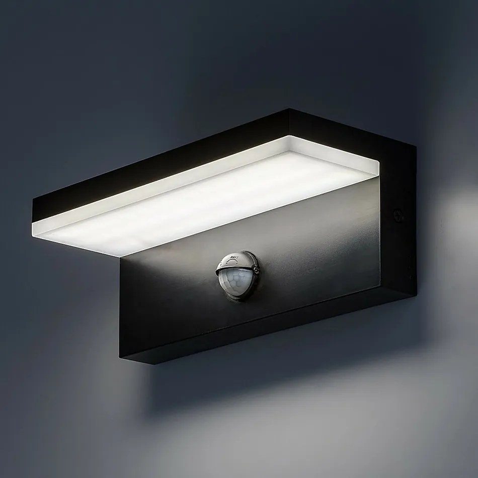Rabalux 77115 vonkajšie nástenné LED svietidlo Zaragoza, so senzorom, 9W, IP54, čierna