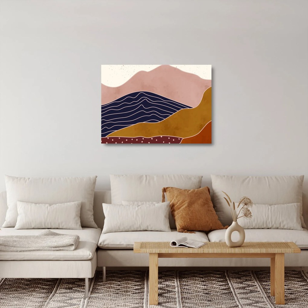 Sklenený obraz - Slnko nad horami (70x50 cm)