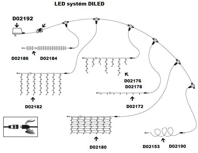 Nexos 2177 diLED svetelný dážď - 80 LED teple biela + napájanie