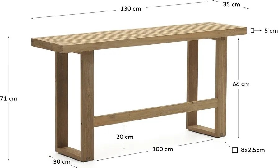 Drevená záhradná lavica v prírodnej farbe Canadell – Kave Home