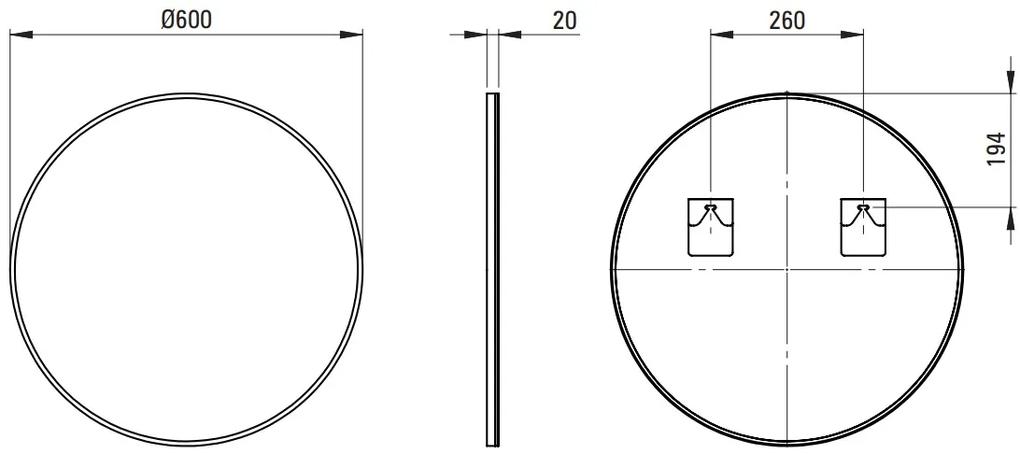Deante Round, okrúhle zrkadlo v čiernom ráme 60 cm, čierna matná, DEA-ADR_N831
