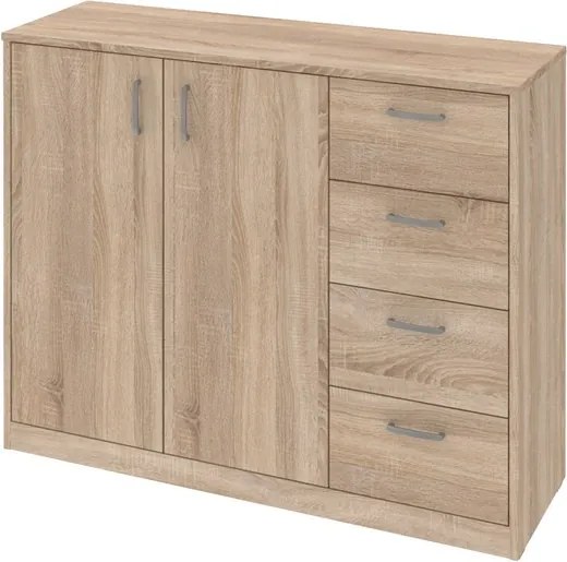 Široká zásuvková komoda Mega 39, dub sonoma