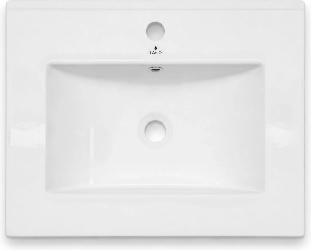 Zápustné keramické umyvadlo Nordis 61 cm lesklé bílé