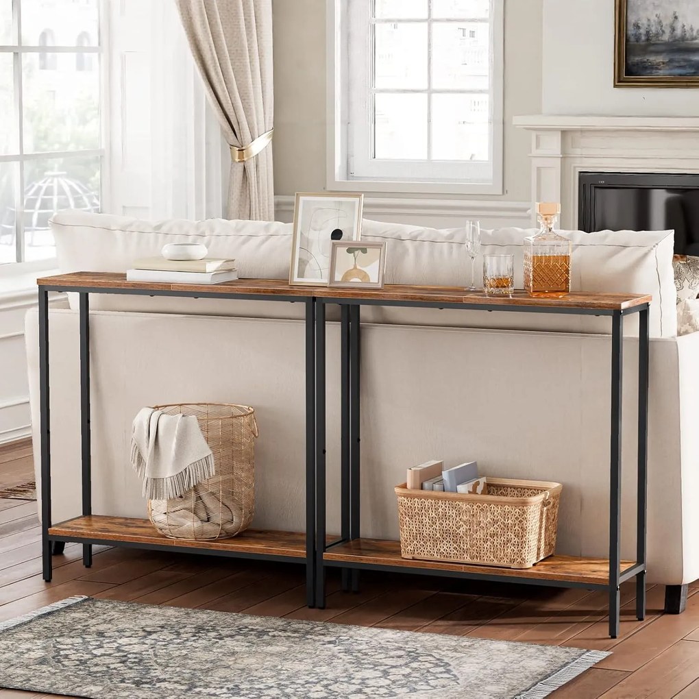 Konzolový stolek Vasagle Mijon 75 cm hnědý/černý