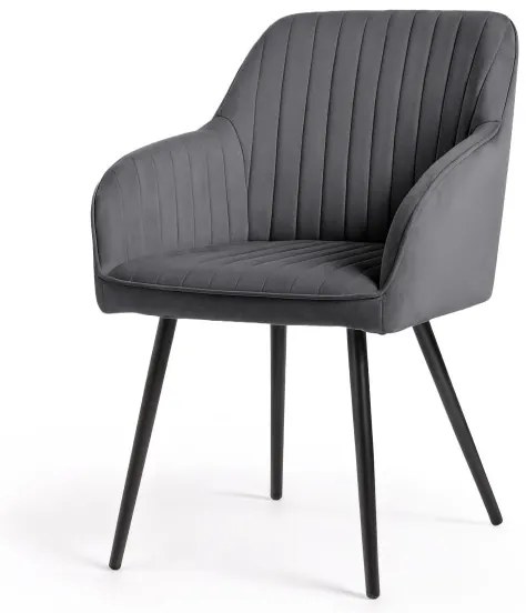 Sada dvoch jedálenských stoličiek FLORENCE zamatové, grafitové / čierne nohy (2 ks)