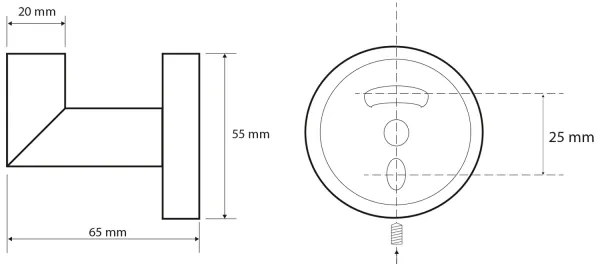 Sapho - Nástenný háčik X-ROUND 5,5x6,5 cm čierny