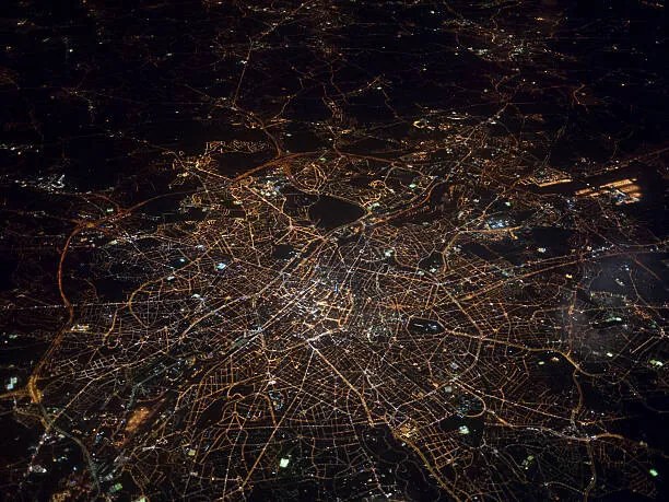 Umelecká fotografie Aerial view of Brussels at night, urbancow, (40 x 30 cm)