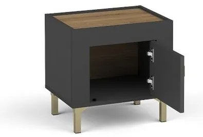 Nočný stolík Mossana MO11 (čierna). Akcia -20%. Vlastná spoľahlivá doprava až k Vám domov. 1096820