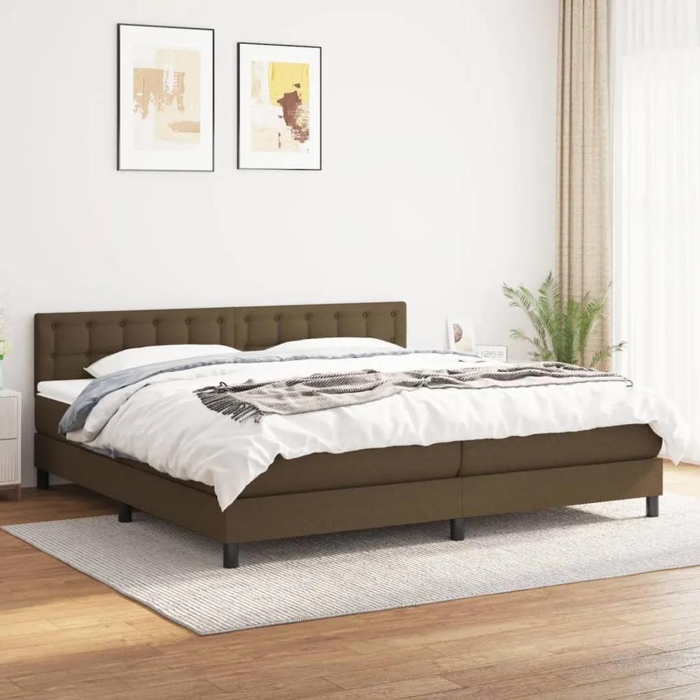 Boxspring posteľ s matracom tmavohnedá 200x200 cm látka 3140404