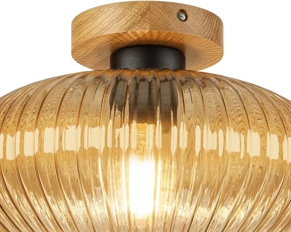 Stropné svietidlo MILOU WOOD 1xE27/15W/230V dub/dymová béžová pr. 29 cm