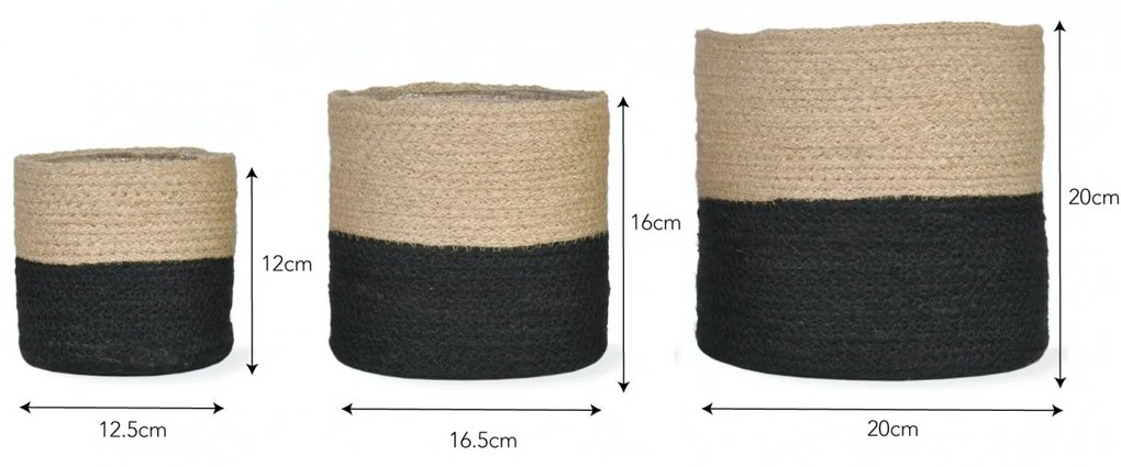 Garden Trading Jutový obal na kvety Black Nature – set 3 ks