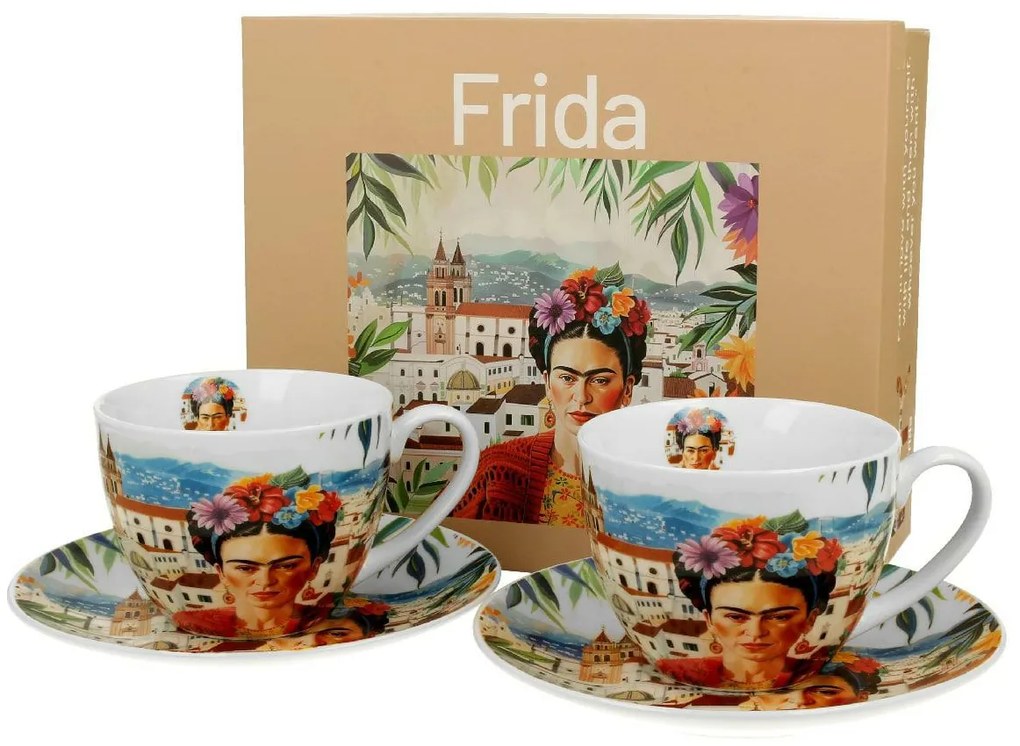 Porcelánová šálka s podšálkou Mexican Art Frida 270 ml sada 2ks
