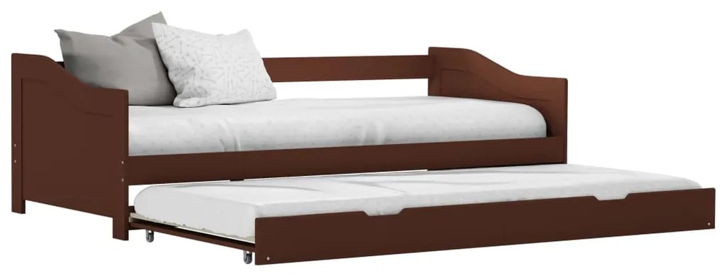 vidaXL Rám rozkladacej pohovky tmavohnedý 90x200 cm borovicové drevo
