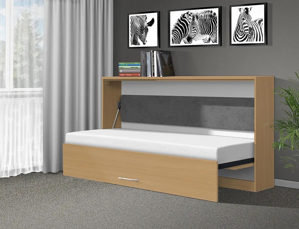 Nabytekmorava Sklápacia posteľ VS1056, 200x90cm farba lamina: dub sonoma svetlá/biele dvere, Varianta dverí: lesklé
