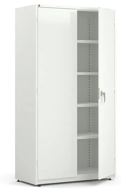 Hlboká kovová skriňa do dielne SUPPLY, 1900x1020x500 mm, biela