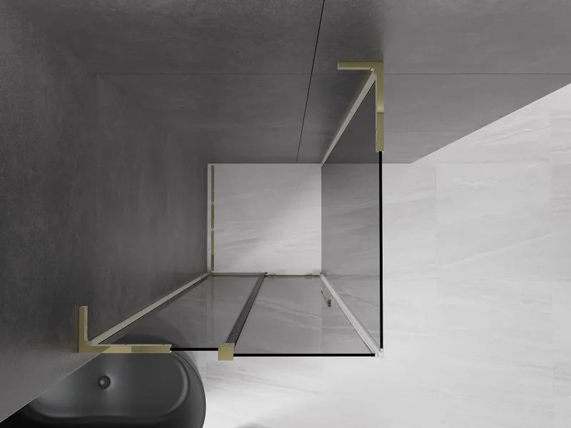 Mexen Velar L, sprchový kút s posuvnými dverami 90 x 90 cm, 8mm šedé sklo, zlatá lesklá, 871-090-090-43-50