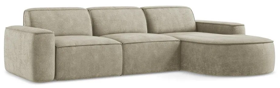 Béžová ženilková rohová pohovka (pravý roh/s leňoškou) Omao – Makamii