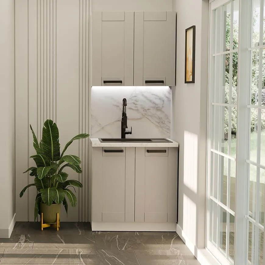 Kuchynská linka  Luna Clay Grey/biela 80 cm bez pracovnej dosky