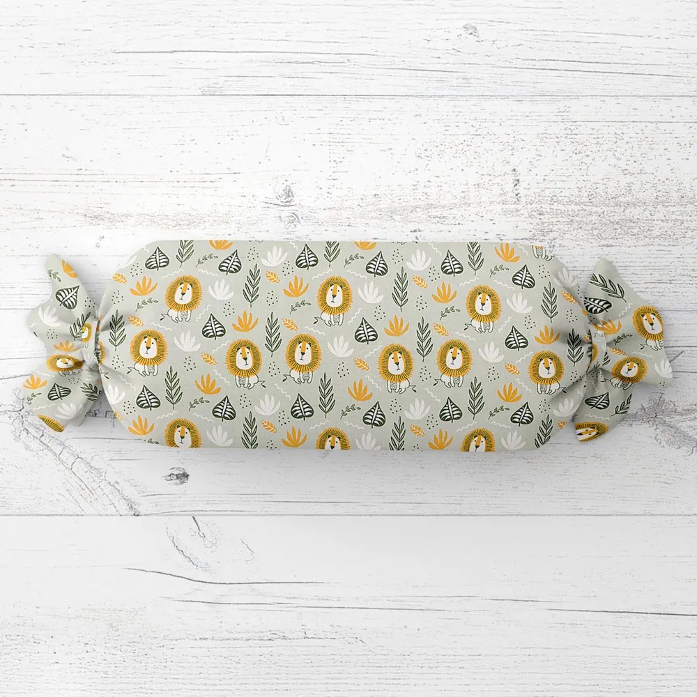 Biante Detský vankúš valec bonbon Sandra SA-565 Levy na sivom 15x80 cm