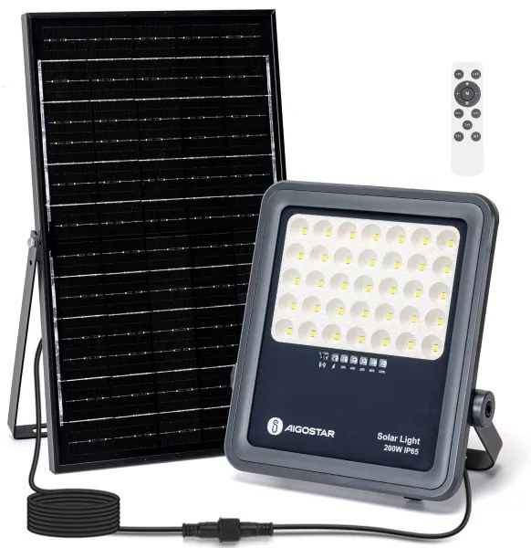 Aigostar - LED Stmievateľný solárny reflektor LED/200W/3,4V IP65 + DO