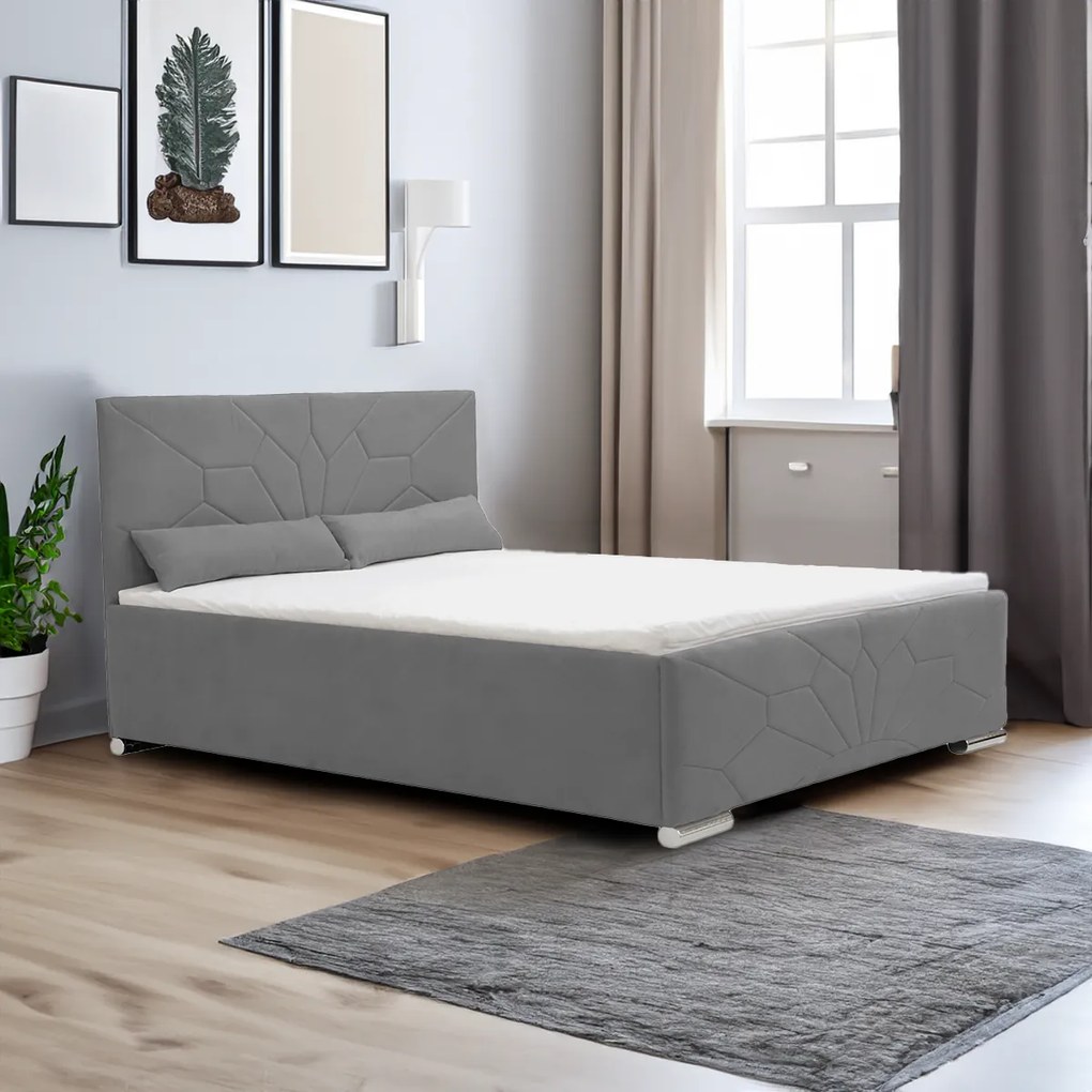 Čalúnená posteľ s úložným priestorom a matracom SOLO 120x200 cm Sivá