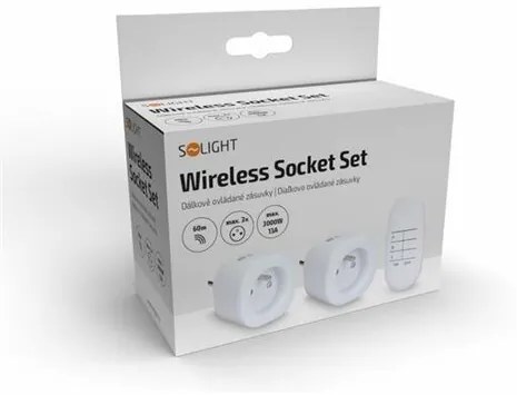 Solight DY08 Sada diaľkovo ovládaných zásuviek s ovládačom 3 ks, biela