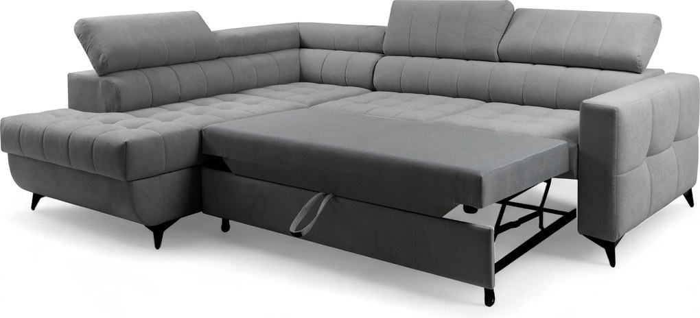 Rozkladacia rohová sedacia súprava Nardo L ľavá - sivý plyš Pretty 17