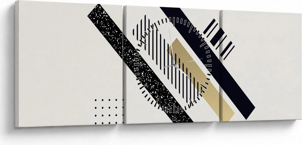 Obraz - Geometrické tvary N⁰5 (s hodinami) (90x30 cm)