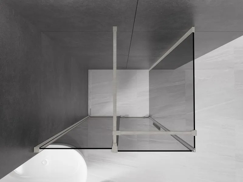 Mexen Velar, sprchový kút s posuvnými dverami 110 x 120 cm, 8mm šedé sklo, brúsená oceľ, 871-110-120-41-97