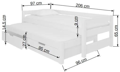 Rozkladacia detská posteľ 200x90 cm. Akcia -20%. Vlastná spoľahlivá doprava až k Vám domov. 1052112