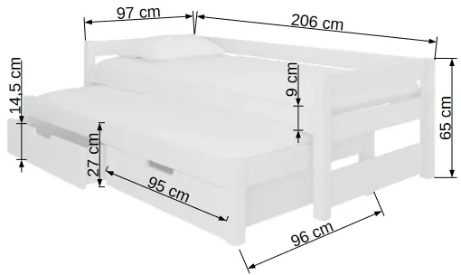 Rozkladacia detská posteľ 200x90 cm. Akcia -20%. Vlastná spoľahlivá doprava až k Vám domov. 1052112