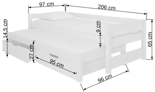 Rozkladacia detská posteľ 200x90 cm. Vlastná spoľahlivá doprava až k Vám domov. 1052109