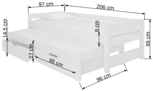 Rozkladacia detská posteľ 200x90 cm. Vlastná spoľahlivá doprava až k Vám domov. 1052111