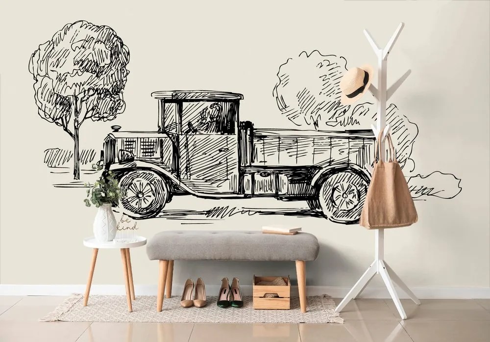 Samolepiaca tapeta retro nákladné auto v umeleckom prevedení