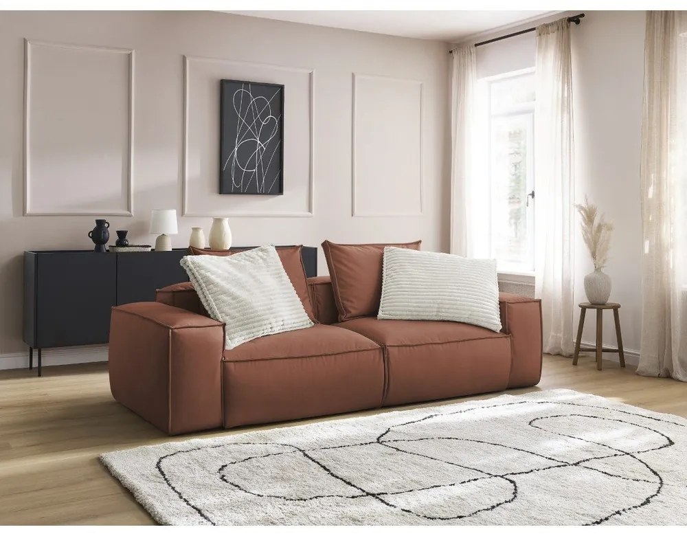 Tmavohnedá pohovka z imitácie kože 260 cm Boheme – Bobochic Paris