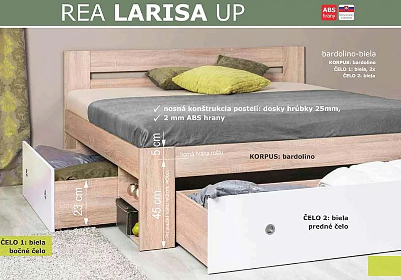 Drevona, posteľ REA LARISA 140, graphite