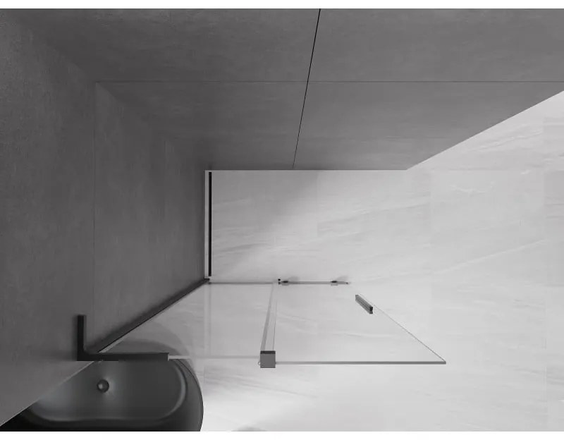 Mexen Velar L, posuvná sprchová zástena Walk-in 90 x 200 cm, 8mm číre sklo, čierna matná, 871-090-003-03-70